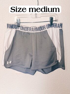 Under Armour Gray and White Women's Athletic Shorts